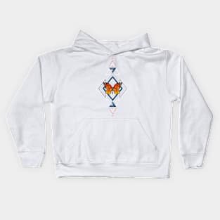 Geometric Pattern with Monarch Butterflies Kids Hoodie